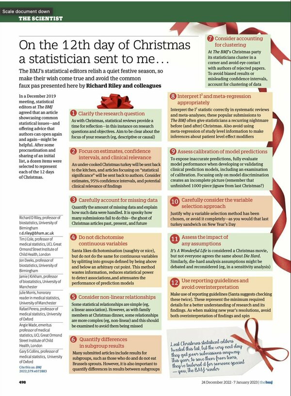 Twelve days of statistical review